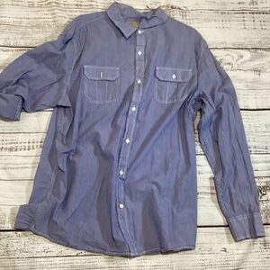 1633. Sonoma Men’s Blue & White Striped Button-Up Shirt EUC XL 